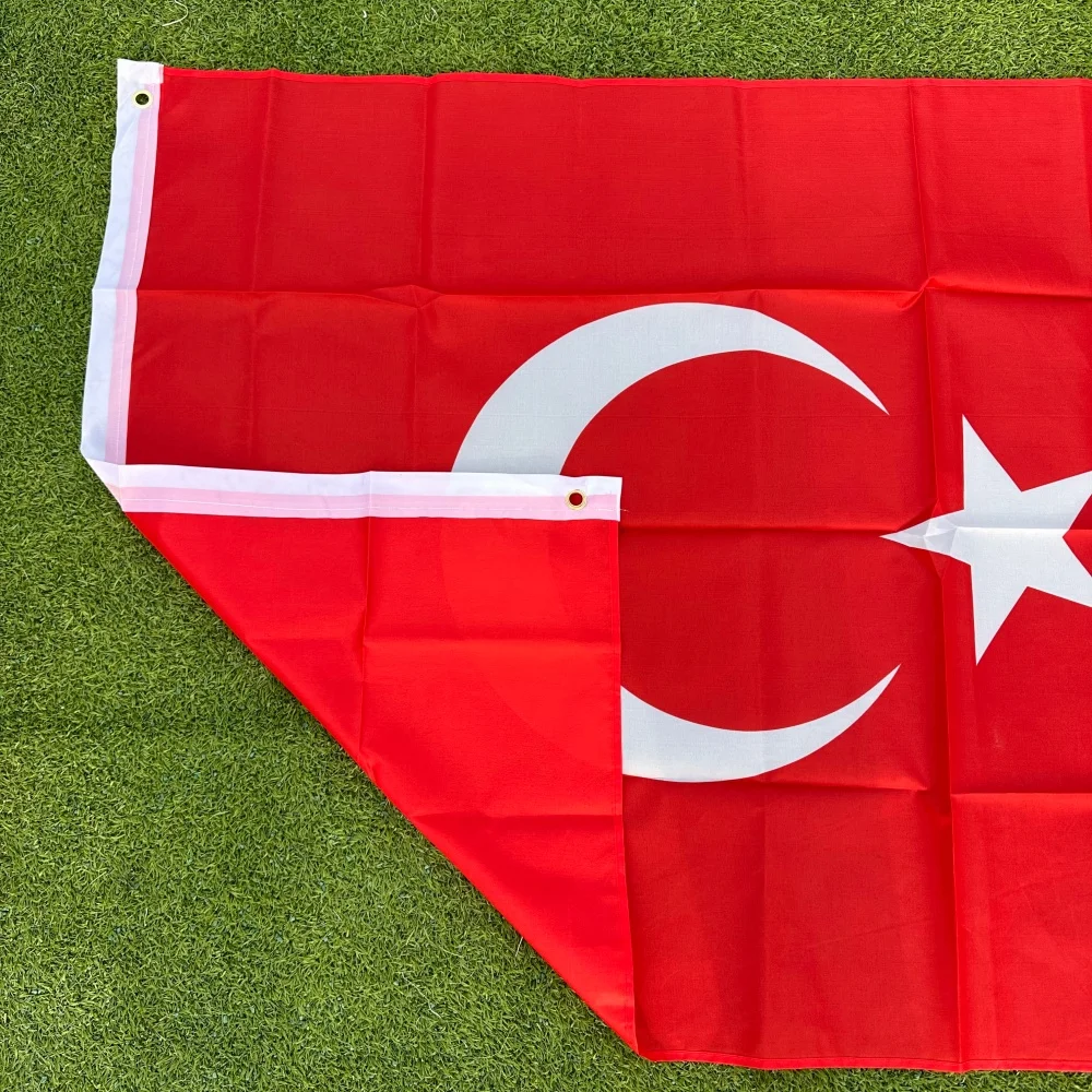 Image of FlagGo Türkei-Flagge, 150 x 90 cm, 3 x 5 Fuß, roter Halbmond, Stern, Polyester, doppelt genäht, für den Innen- und Außenbereich, Dekoration