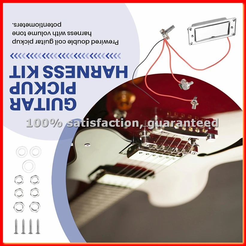 

Комплект предустановленной проводки для электрогитары с двойными звукоснимателями Humbucker и потенциометрами 500K для регулировки громкости и тембра - ABWY