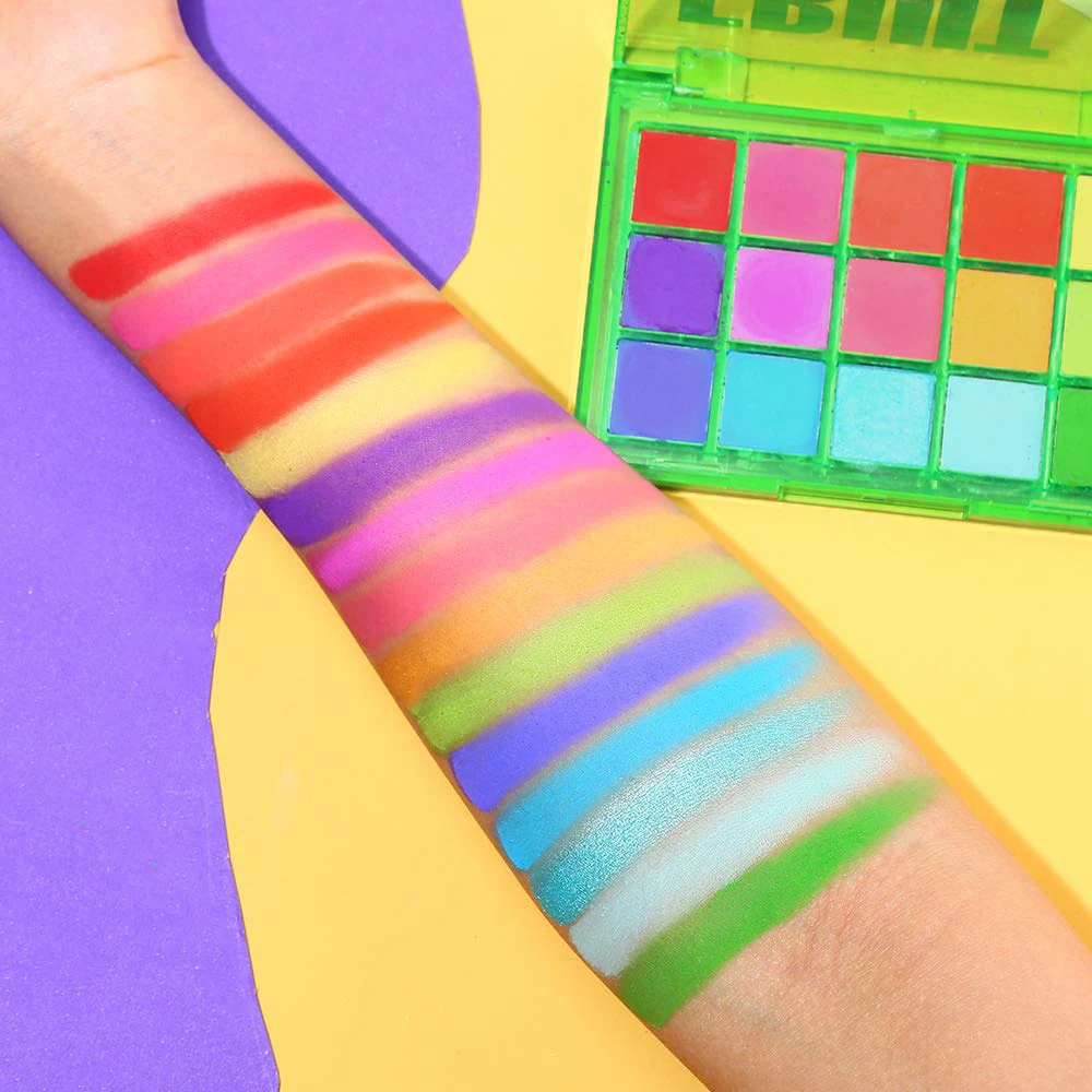 15 Colors Eyeshadow Palette Set Colorful Neon Rainbow Makeup Eyeshadow Palette Vibrant Shimmer Matte Pigmented Blendable Make Up