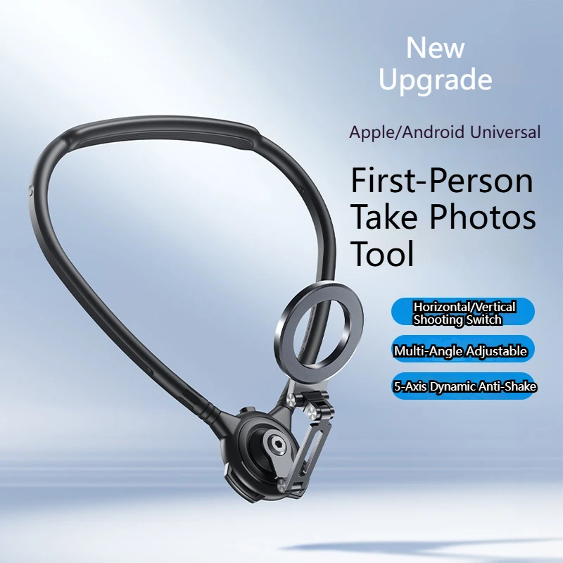 Nekhangende magnetische telefoonhouder Metaal Opvouwbaar Roterend Eerste hoek Schieten Buitensporten Fietsen Fotografiehouder