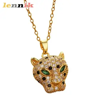 LENNIK 女士鈦鋼項鍊,豹頭鑲嵌鋯石,不褪色,歐美風格,輕盈奢華獨特 10 最佳銷售 豹紋項鍊 - №2