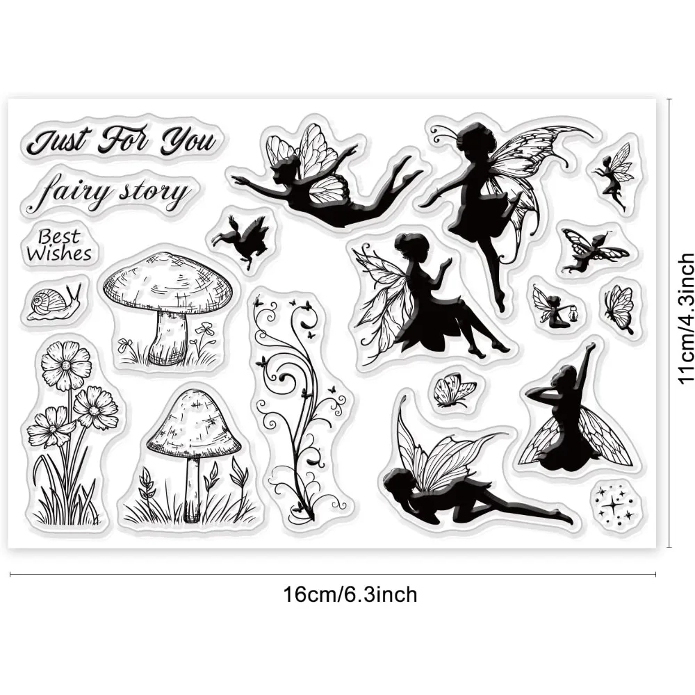 Fairy Pattern Clear Stamps Scrapbook Flower Mushroom Silicone Rubber Stamp Film Frame Transparent Seal Stamps Making Kit