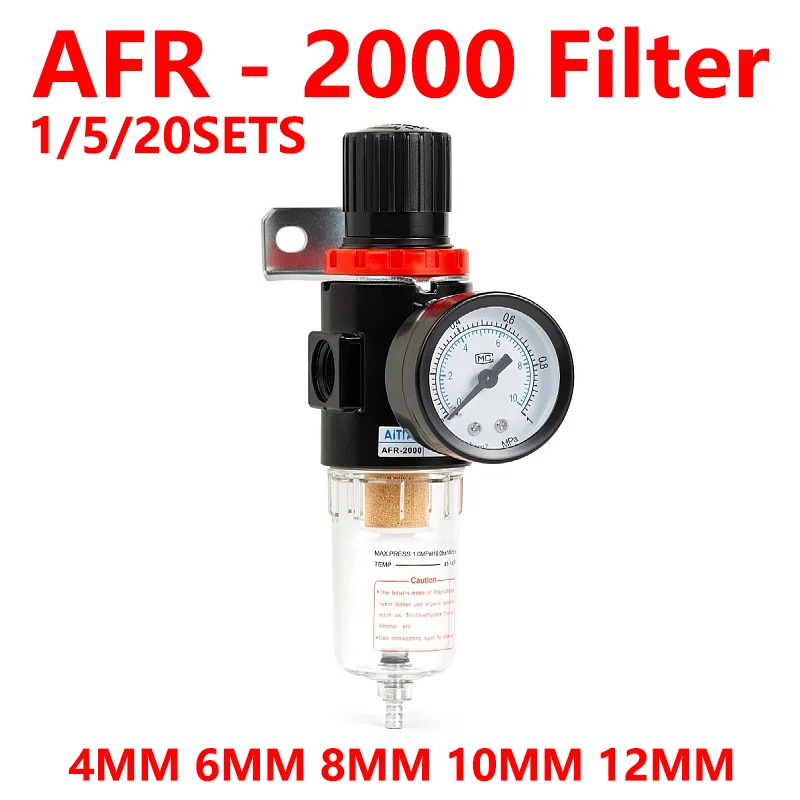 

AFR-2000 Pneumatic Filter Air Treatment Unit Pressure Regulator Compressor Reducing Valve Oil Water Separation AFR2000 Gauge