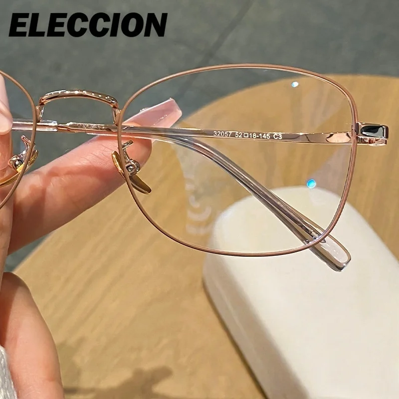 ELECCION  Prescription Glasses Titanium Alloy  Anti-Blue Light Glasses Customizable Women  Reading Glasses  Presbyopia Myopia