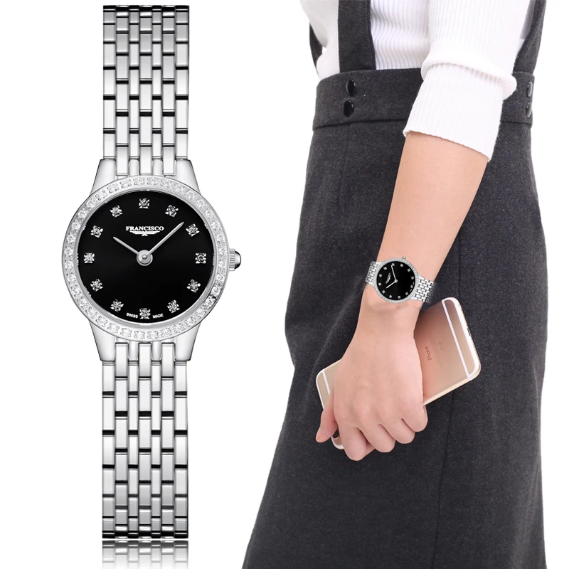 FRANCISCO Brand Watches Women Fashion Watch Simple Casual Quartz Watches Luxury Rhinestone WristWatch Dropshipping