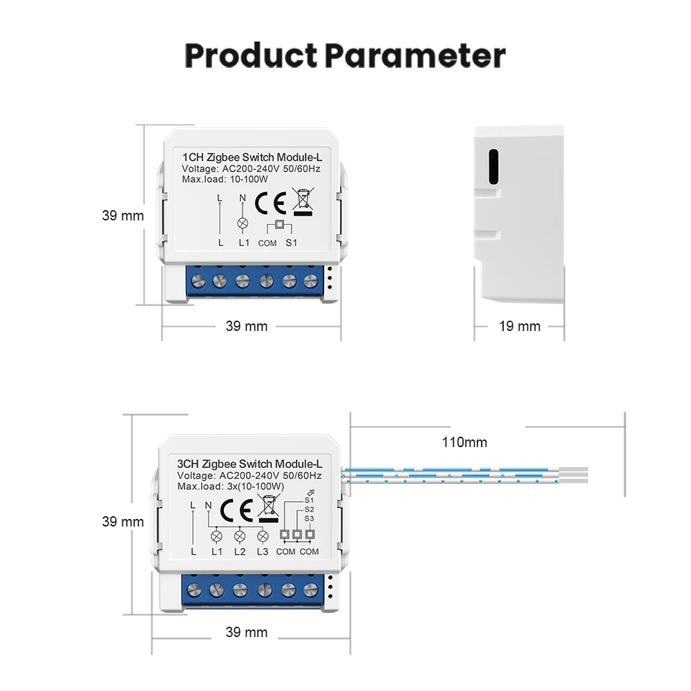 AVATTO Tuya ZigBee Smart Light Switch No Neutral Relay Module 1/2/3 Gang Smart Life/Tuya App Control,Work with Alexa Google Home