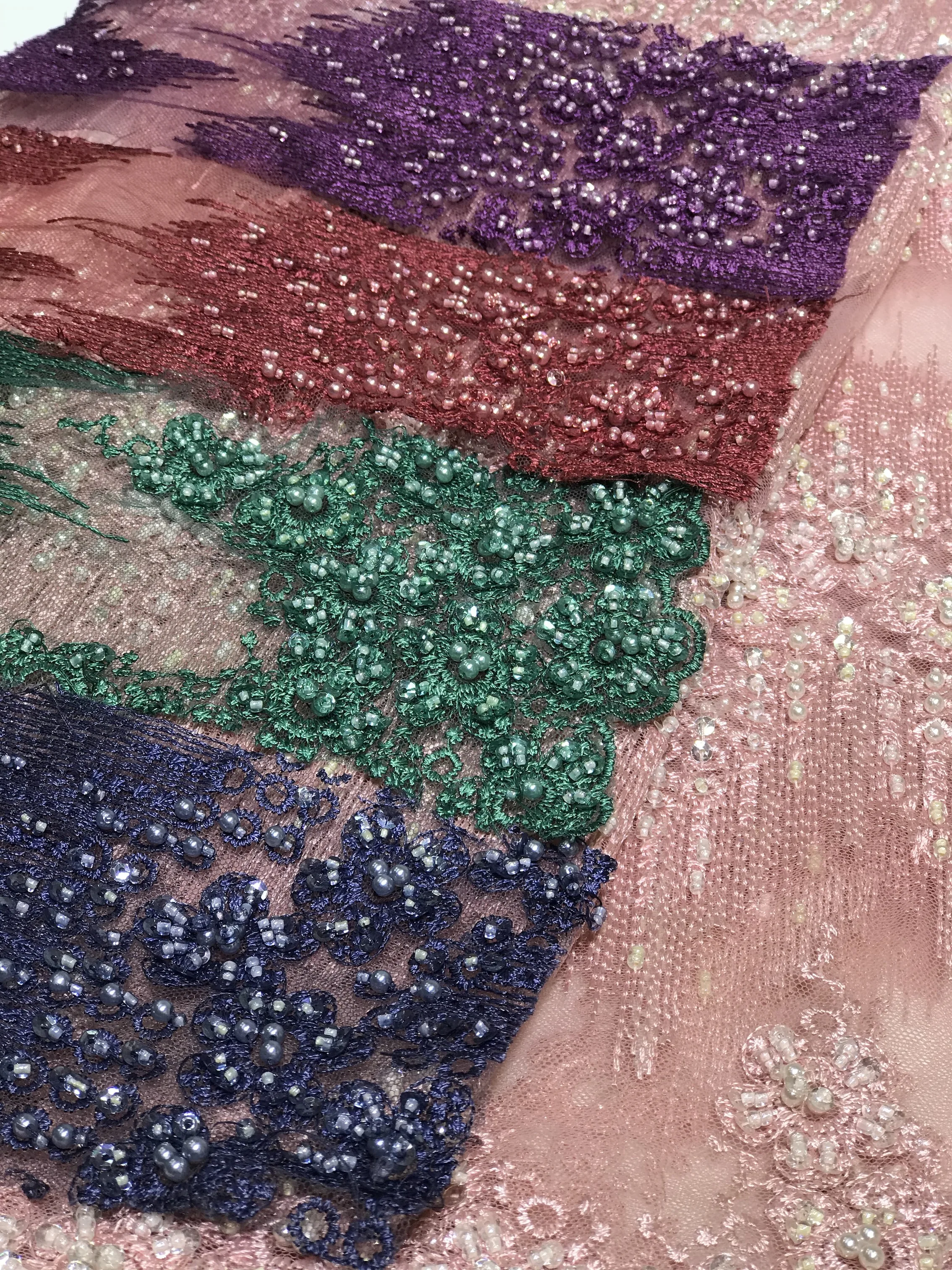 High Quality Luxury Handmade Beaded Sequins Embroidery Tulle Mesh Lace Fabric India Africa Dubai Fabric For Dress