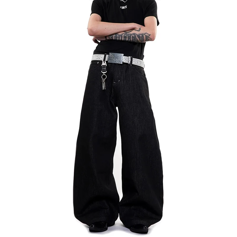 2026 American Retro Y2K Star Print Baggy Jeans High Waist Wide Leg Loose Denim Pants Streetwear for Men