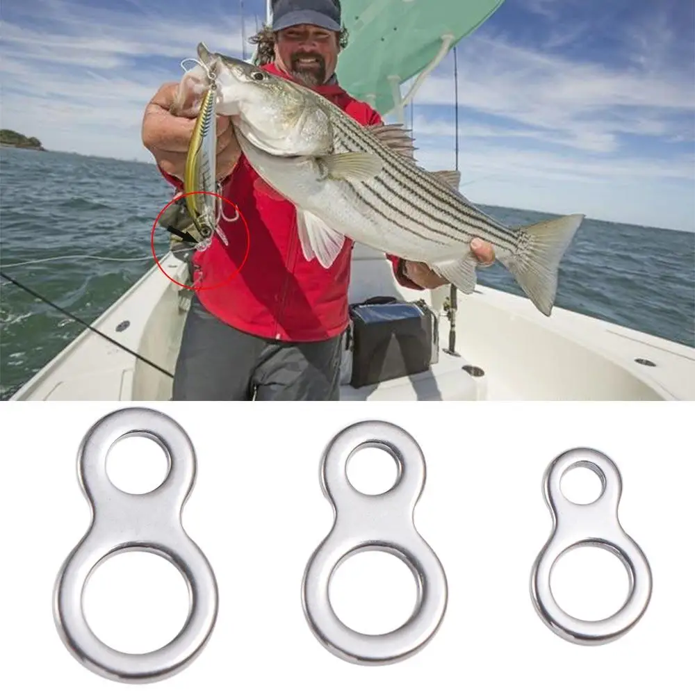 

10Pcs Stainless Steel Fishing Solid Ring Double 8 Lure Jig Fishing Lures Connectors Trolling Connector 8 Shape