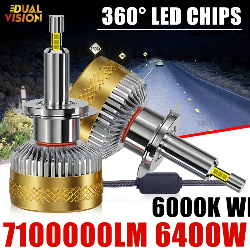 

360 3D CSP H7 H11 H1 LED Canbus 6400W 7100000LM Car Headlights H8 H9 HB3 9005 HB4 9006 9012 HIR2 6000K 12V Turbo Lights For Lens