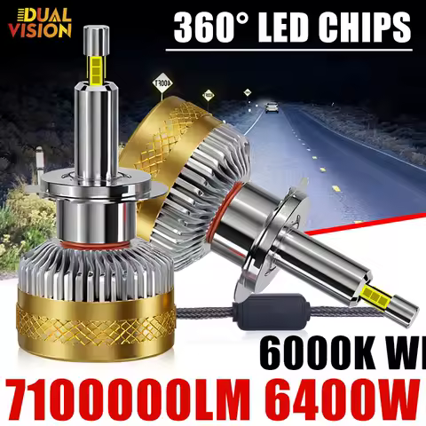 360 3D CSP H7 H11 H1 LED Canbus 6400W 7100000LM Car Headlights H8 H9 HB3 9005 HB4 9006 9012 HIR2 6000K 12V Turbo Lights For Lens