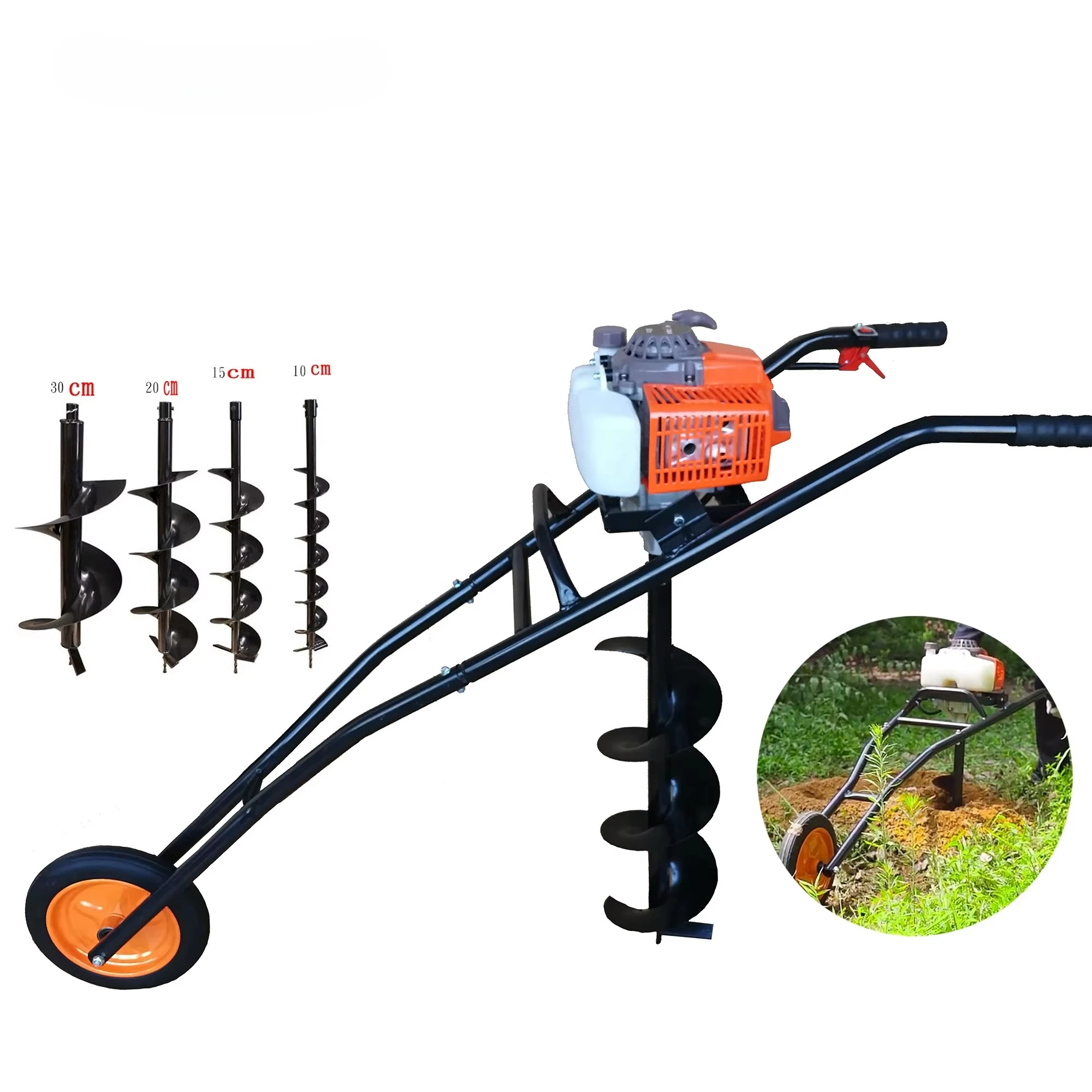 HOTOKA Digging Tools Drill  Hand Push Ground Drill Post Hole Digger Machine 62cc Manual Earth Auger