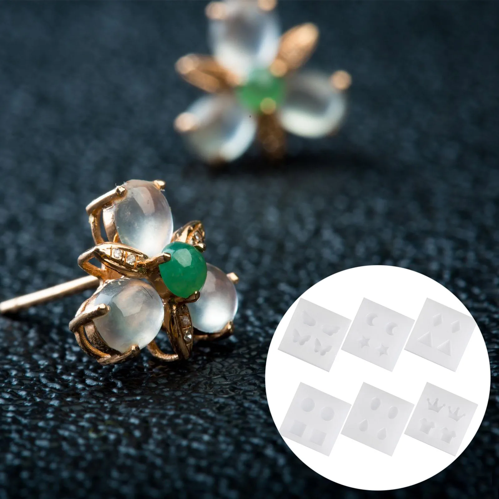 6 قطعة قالب حلية معلقة حلق قوالب إيبوكسي لتقوم بها بنفسك هدايا حرفية أصدقاء العائلة متجر سهل التنظيف قالب مجوهرات بتصميم فريد #6