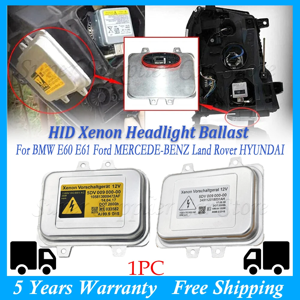 

1PC Xenon Headlight Ballast Control Unit Module White / Yellow 12767670 5DV00900000 5DV009000-00 For BMW Audi Mercedes D1S D1R