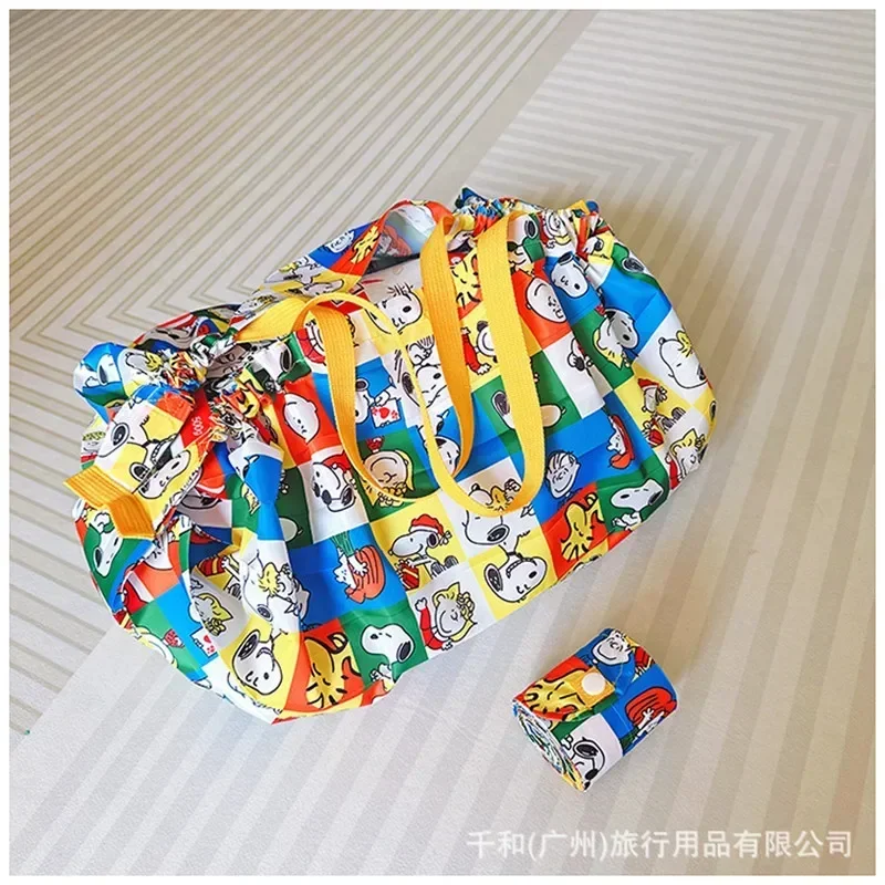 Snoopy Japanese Folding Shopping Bag One Shoulder Women's Fashion Cartoon Environmental Cloth Bag Portable Waterproof Travel