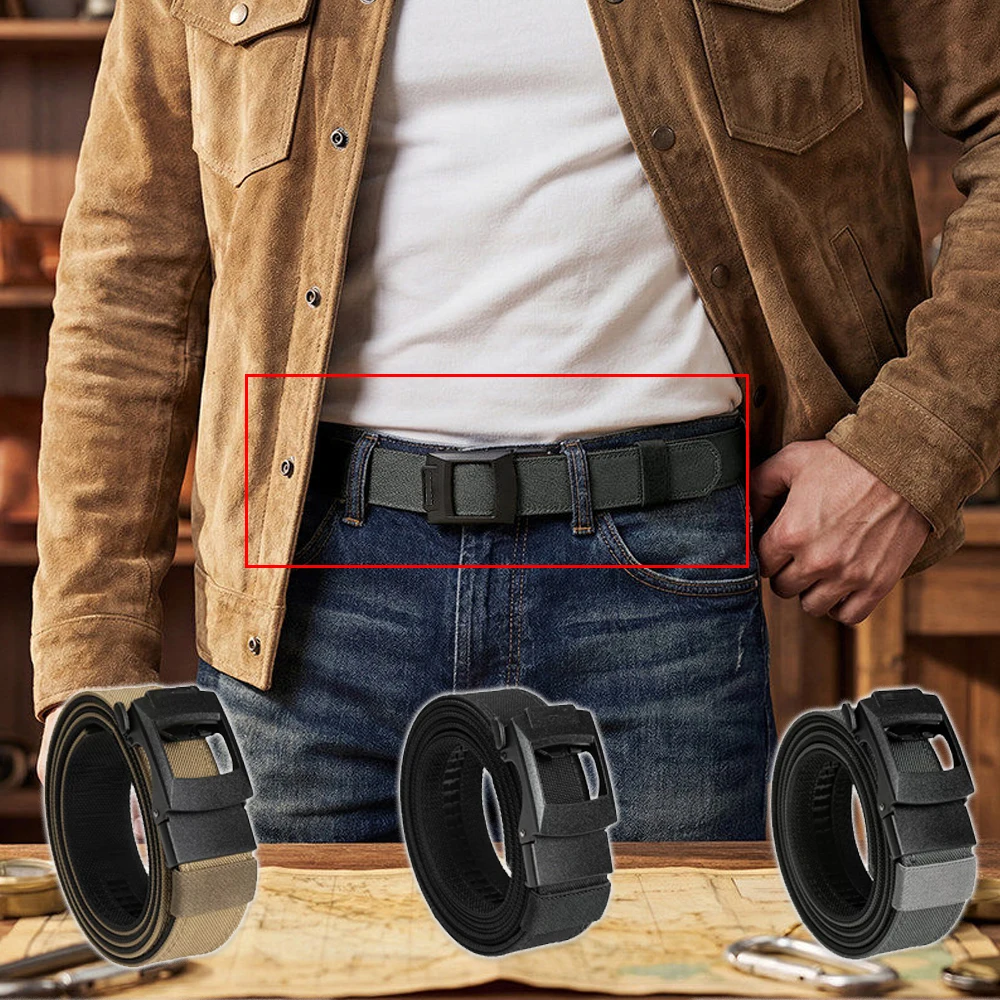 Tactical Nylon Belt Men Automatic Buckle Quick Release Military Waistband Outdoor Multifunctional Cargo Pants Belts for Hunting