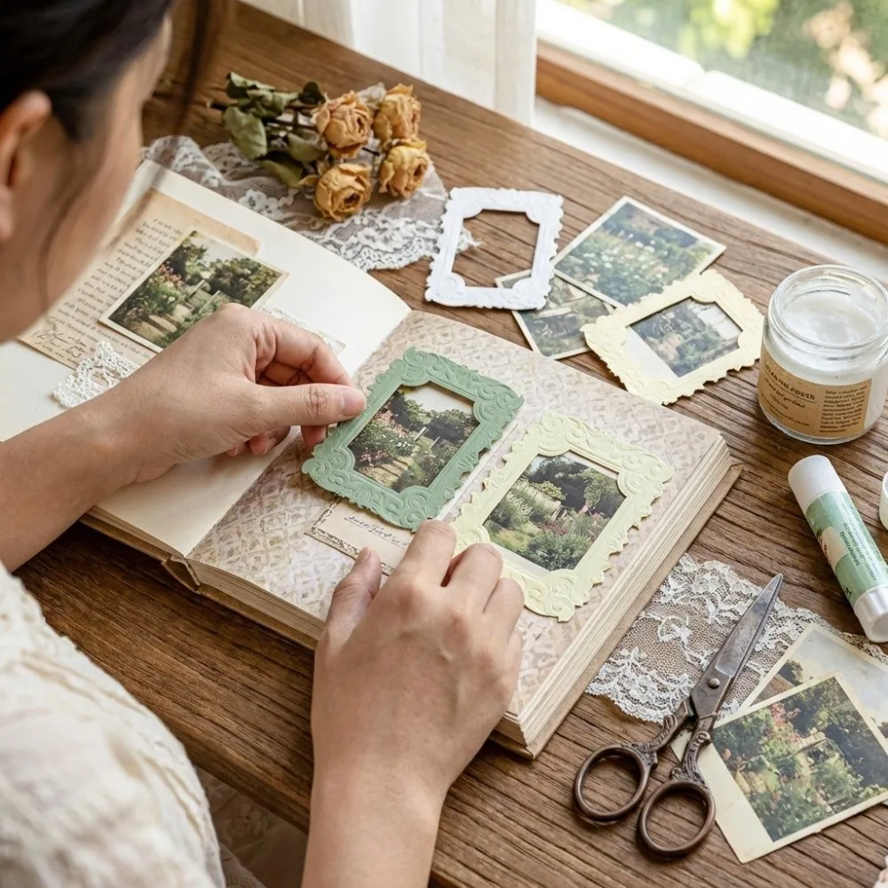 

Набор наклеек для скрапбукинга в стиле Каваи: Европейский стиль, ослепительные декоративные наклейки для планировщика, фоновый декор, ретро-рамки