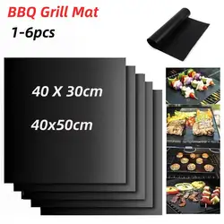 1-5Pcs 40 X 30cm Black BBQ Grill Mat Barbecue Outdoor Baking Non Stick Pad Reusable Cooking Plate for Party Mat Tools Accessorie