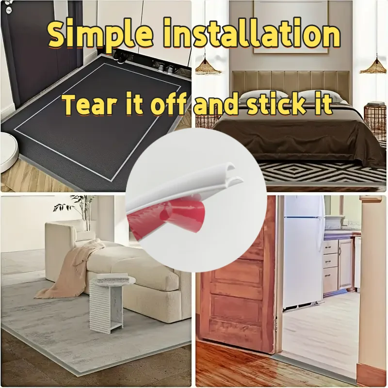 1pc 2m/78.74inSelf-Adhesive Carpet Edge Trim - Easy Cut,Plastic Threshold Strip for Carpet to Tile Floor Transition