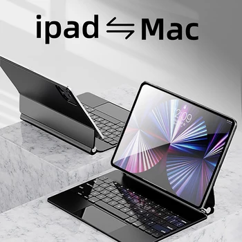 Smart Magic Keyboard for Apple iPad Pro 12.9 2022-2018 iPad Air 13 2024 Trackpad RGB Backlight Magnetic Typing Case Folio Cover