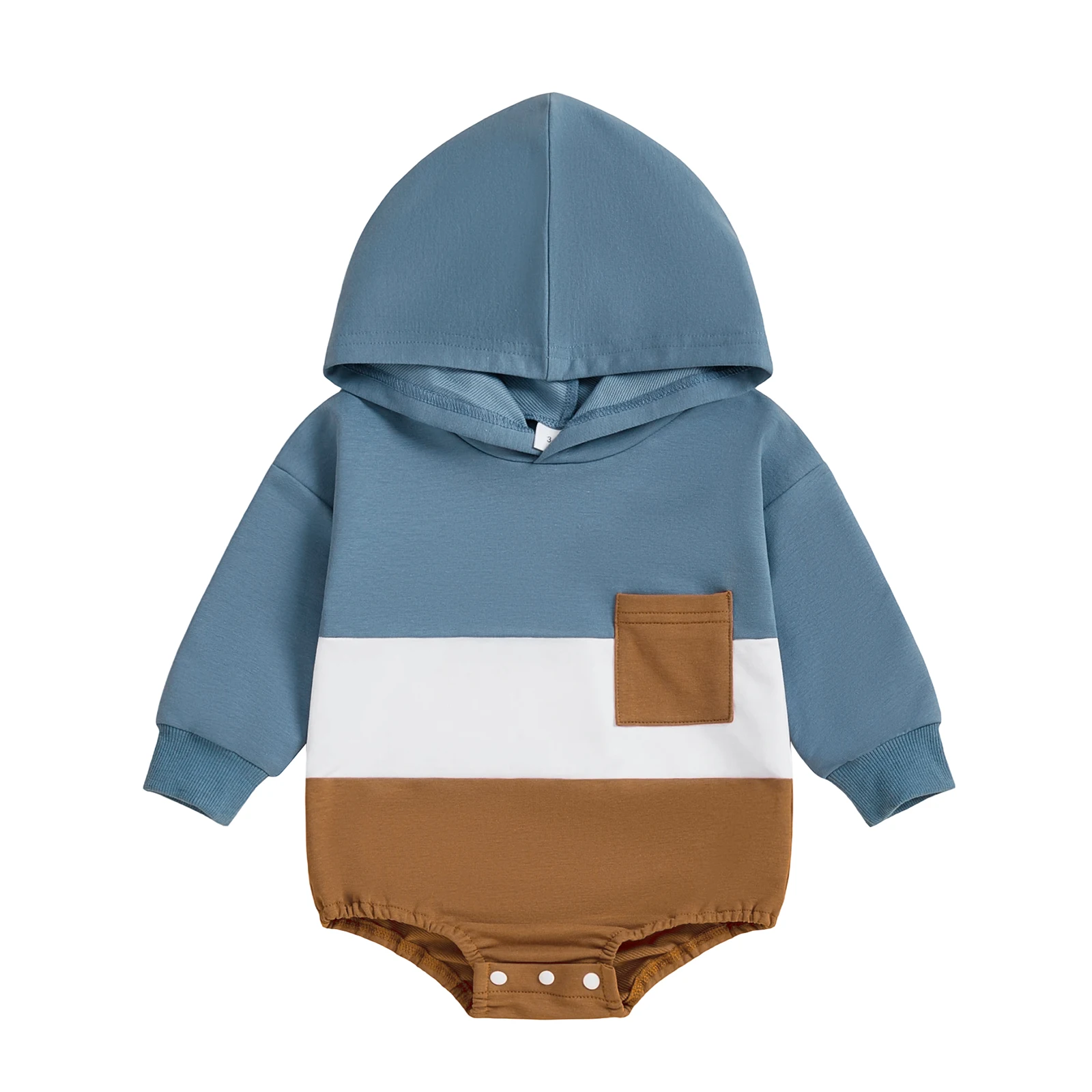 ViSgogo Baby Boy Autumn Hooded Romper Contrast Color Patchwork Long Sleeve Jumpsuit Cute Infant Holiday Outfit