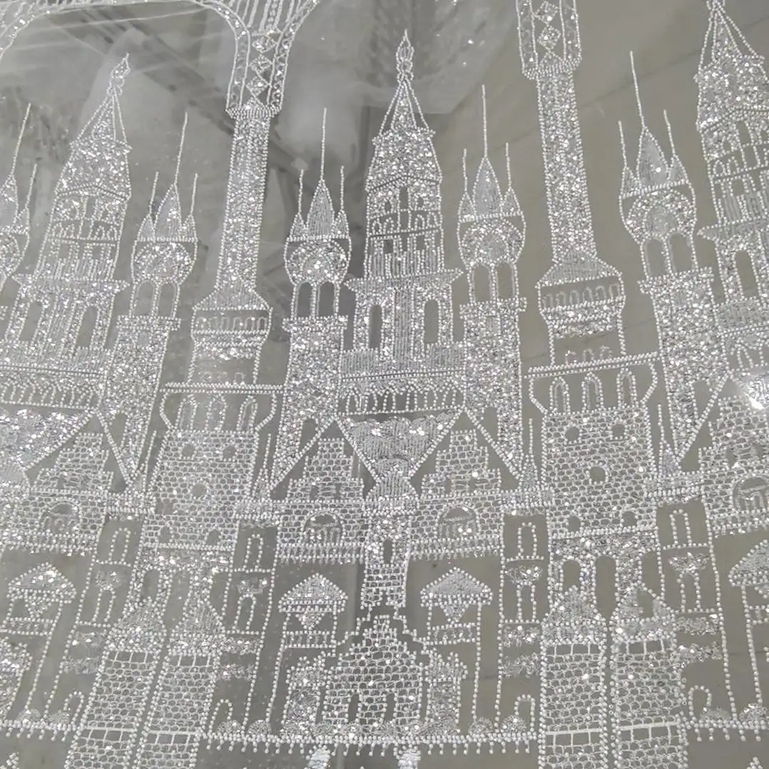 نسيج مزخرف من الدانتيل على شكل قلعة مطرزة، يستخدم لوحات المدخل، وستائر الخلفية، وإكسسوارات تزيين الخلفية #4