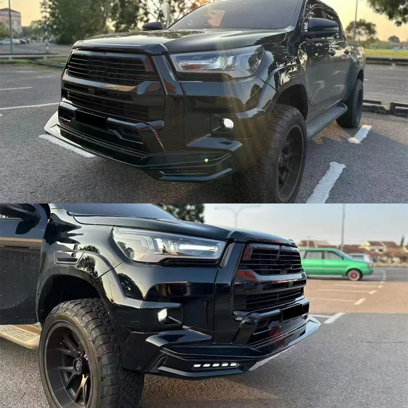 

For Hilux Bumper Replacement for Toyota Hilux Rocco 2021 2022 2023 2024 Front Bumper Lip Splitte Body Kit