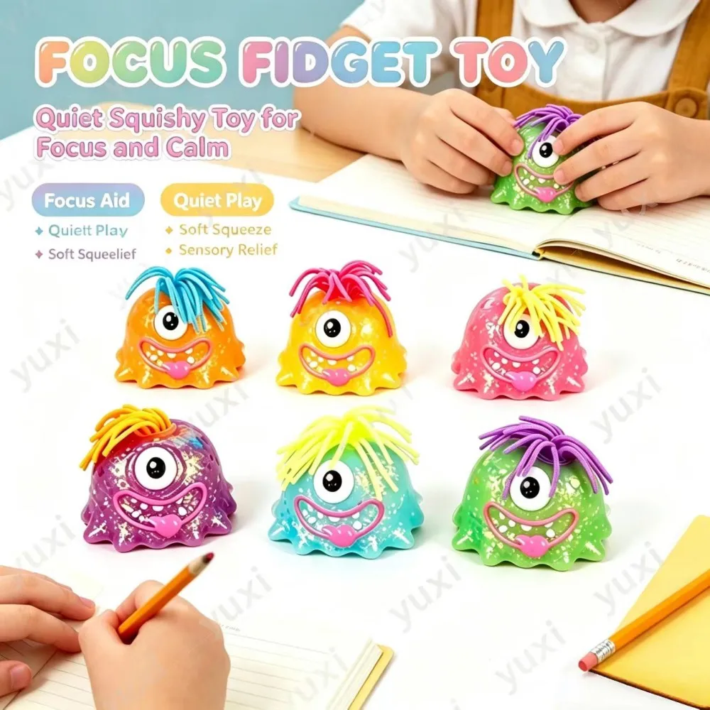 @Colorful Glitter UglyFace Monster Squishy, Sensory Squeeze Toy for Kids Teens Halloween Christmas Birthday Gift