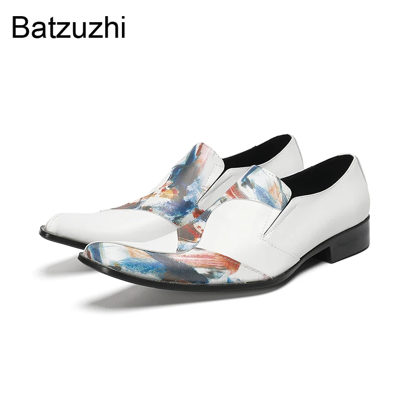 

Batzuzhi Italian Type Men's Shoes Slip on Genuine Leather Dress Shoes Man Formal Business, Party and Wedding Flat Oxfords Man