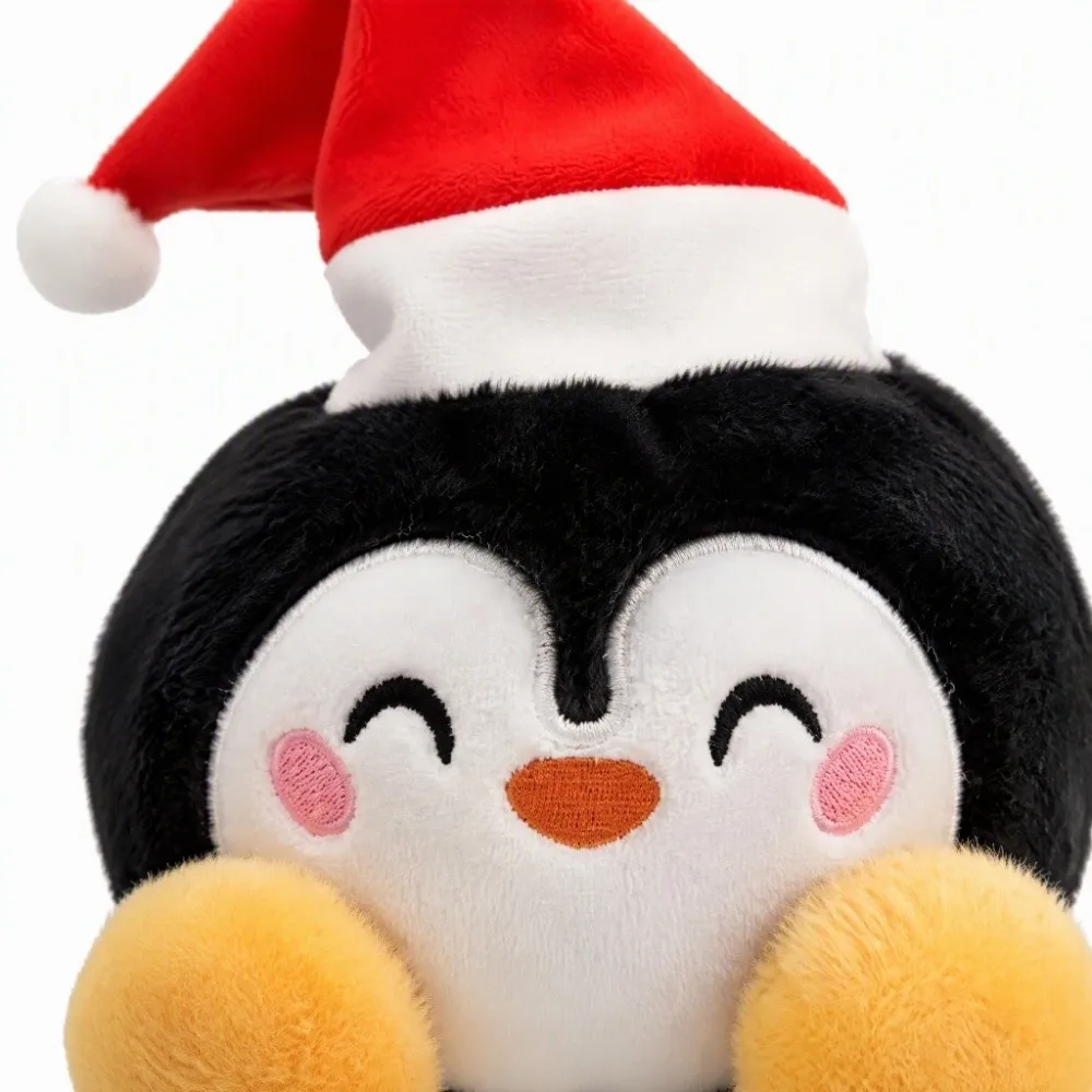 Soft Stuffed Wearing a Christmas Hat Christmas Baozi Figurines 15cm Cute Elk Penguin Dumpling Ornament