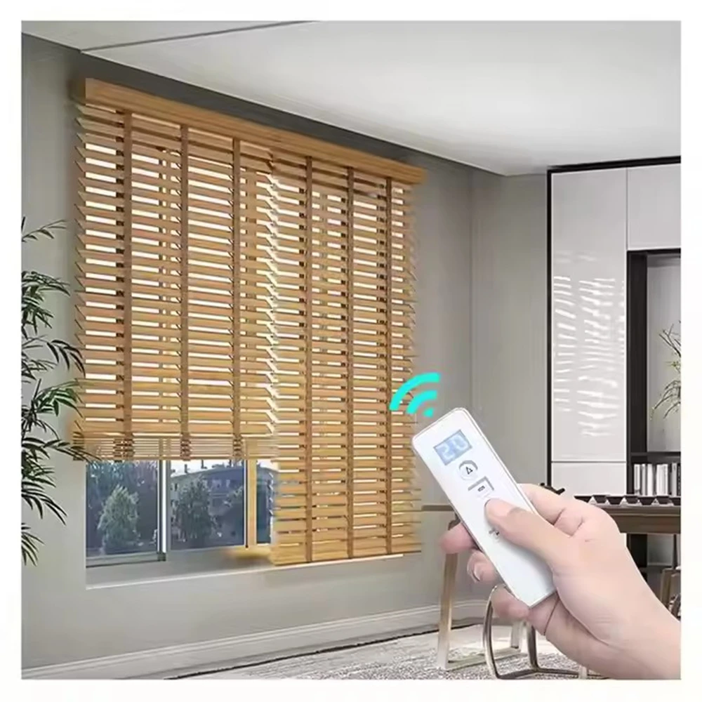 Zigbee Electric Control Solid Wood Venetian Blinds Shade Customization Venetian Blinds for Window Built-in Installation Type