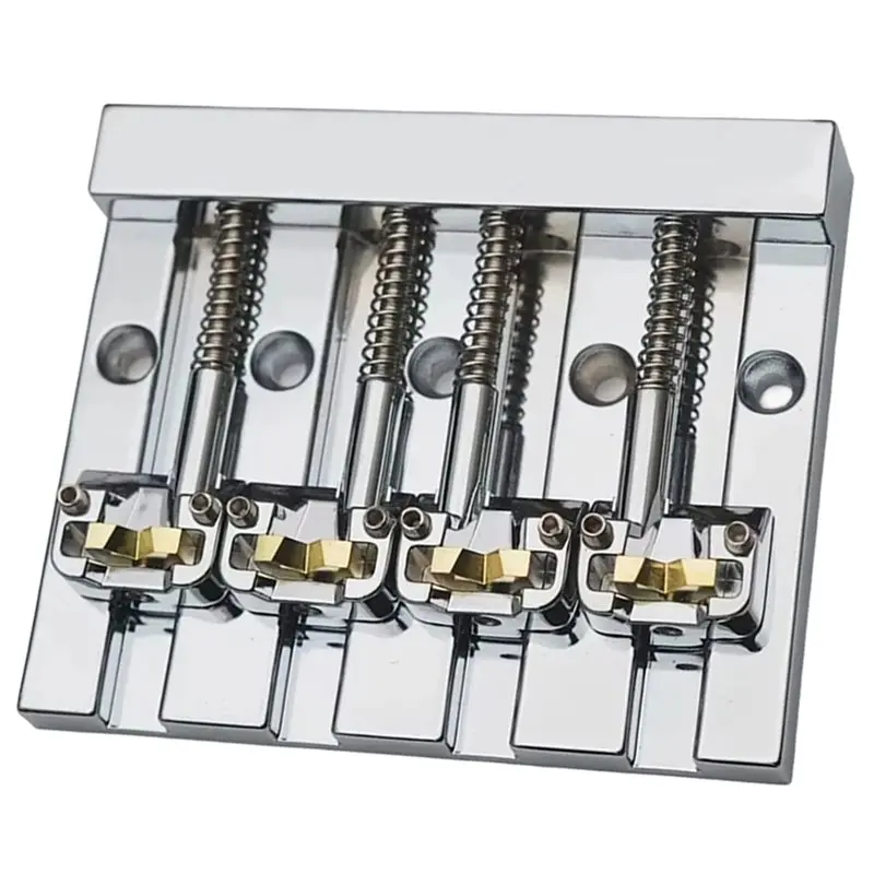 

B84B-Vintage 4-String Bridge Through With Brass Saddle String Spacing 18.6MM Fixed Bridge Chrome
