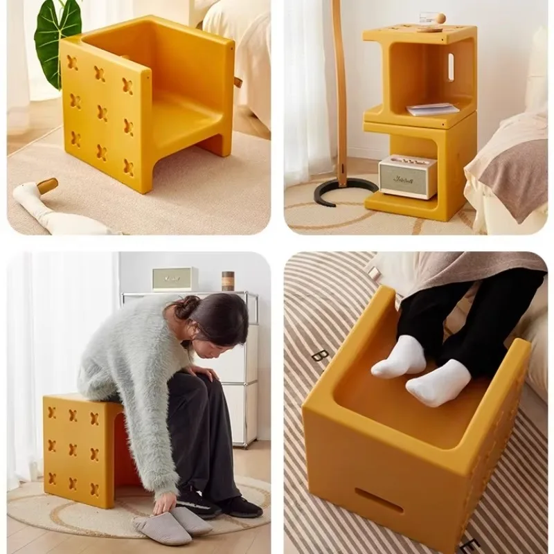 Nordic Stools Multifunctional PE Stool for Bedroom Living Room Modern Simple Design Six Sided Different Eco Friendly Ottomans