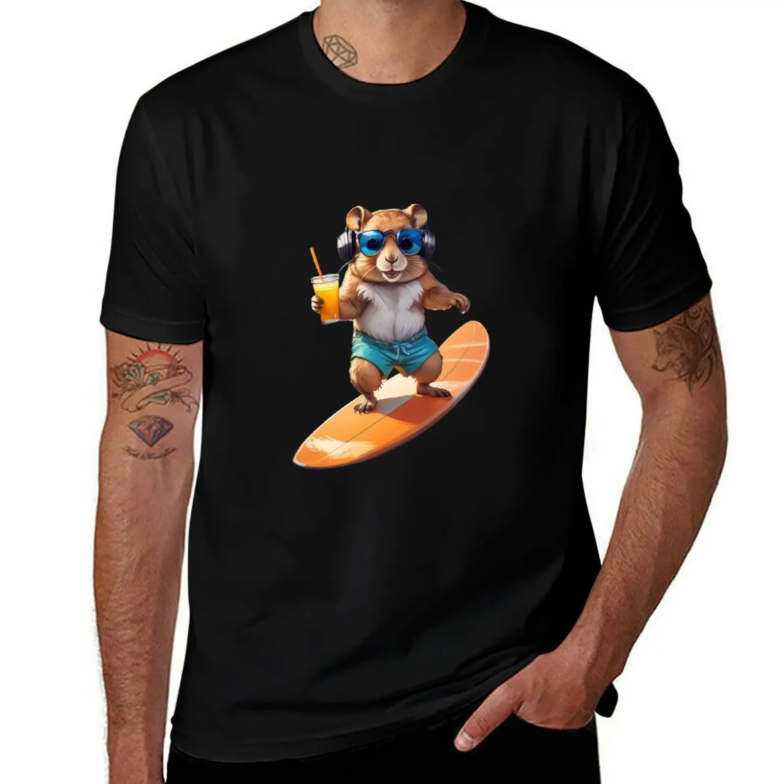 

Surfing Cool Hamster T-Shirt t shirts for man cotton soft t shirt man designer T-Shirt