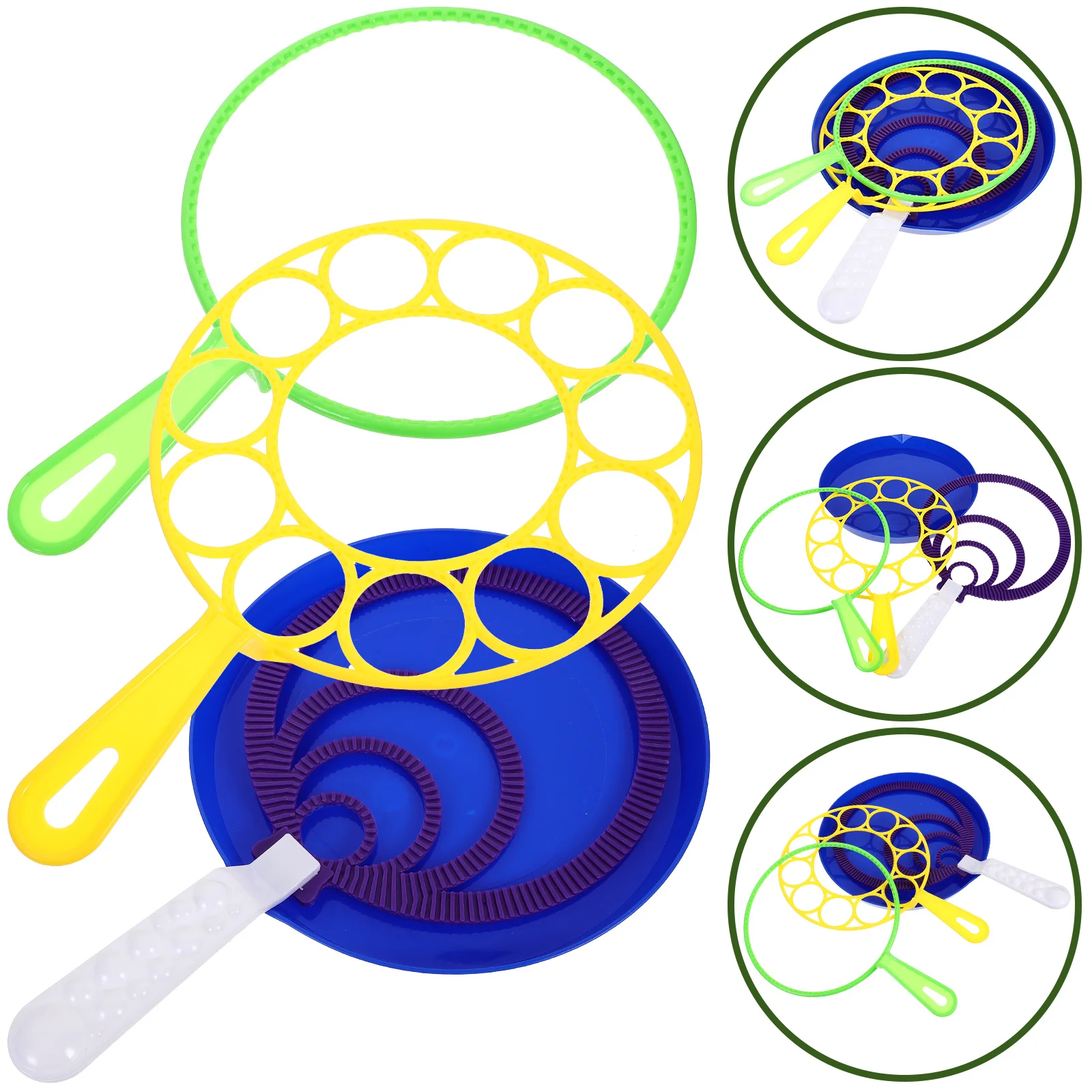 1 Set di bambini giganti creativi soffiatori d'aria per bambini giganti anelli per bolle strumenti per creatore di bolle per bambini (colore casuale)