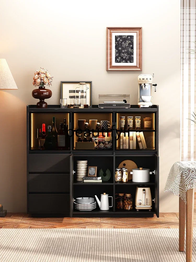 2003 Rock slab dining side cabinet high-end light luxury solid wood living room wall tea cabinet bucket cabinet