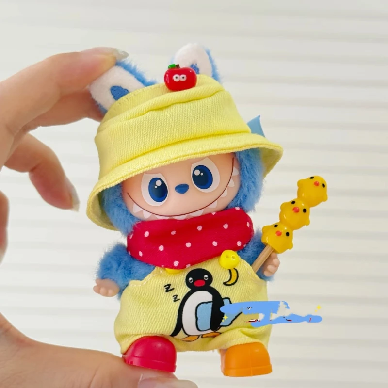 Voor Labubu 4.0 De Monsters Pin voor Overalls Kleding voor Labubu V4 Kleding Liefde Serie Pop Outfit Visser Hoed Onderdelen