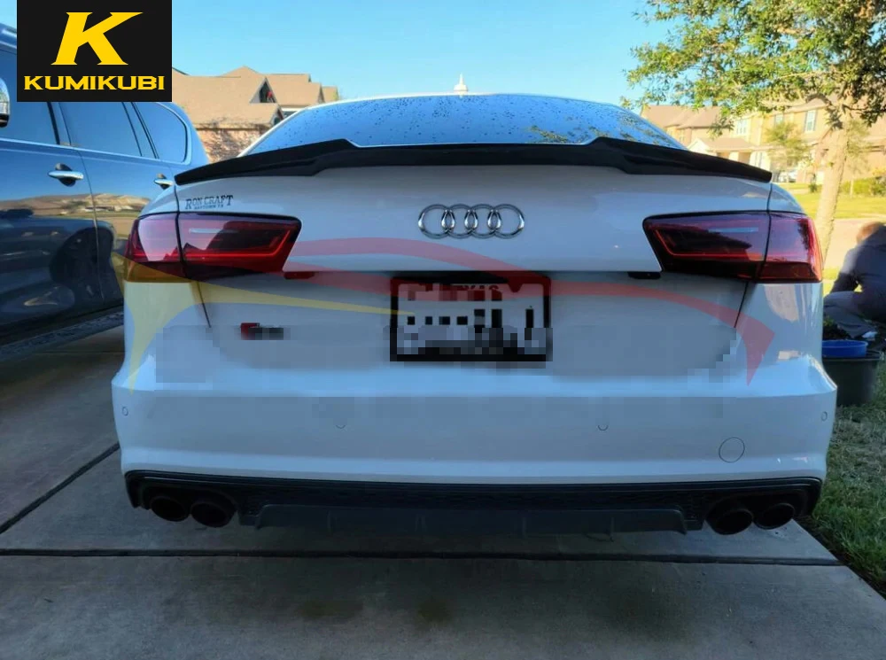 2012-2018 For Audi A6 S6 C7 M4 Style Real Carbon Fiber Trunk Spoiler High Quality Rear Wing Glossy Black Or Matte Black Body Kit