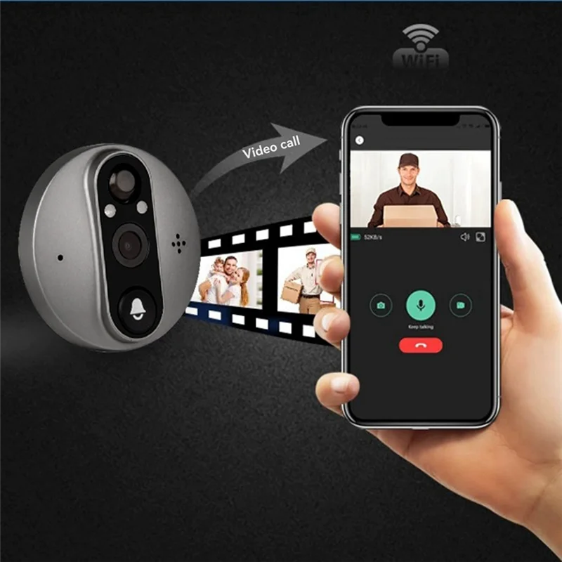 

ABJO-Tuya Wifi Smart Cat Eye Doorbell Monitoring 3MP Camera 140° Wide Angle Electronic Cat Eye Observer