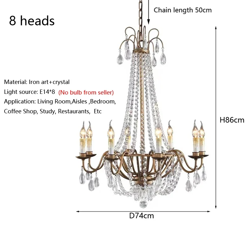 

European style light luxury crystal Chandelier Creative American Living Room Dining Room Bedroom Staircase Coffee Decor Lights