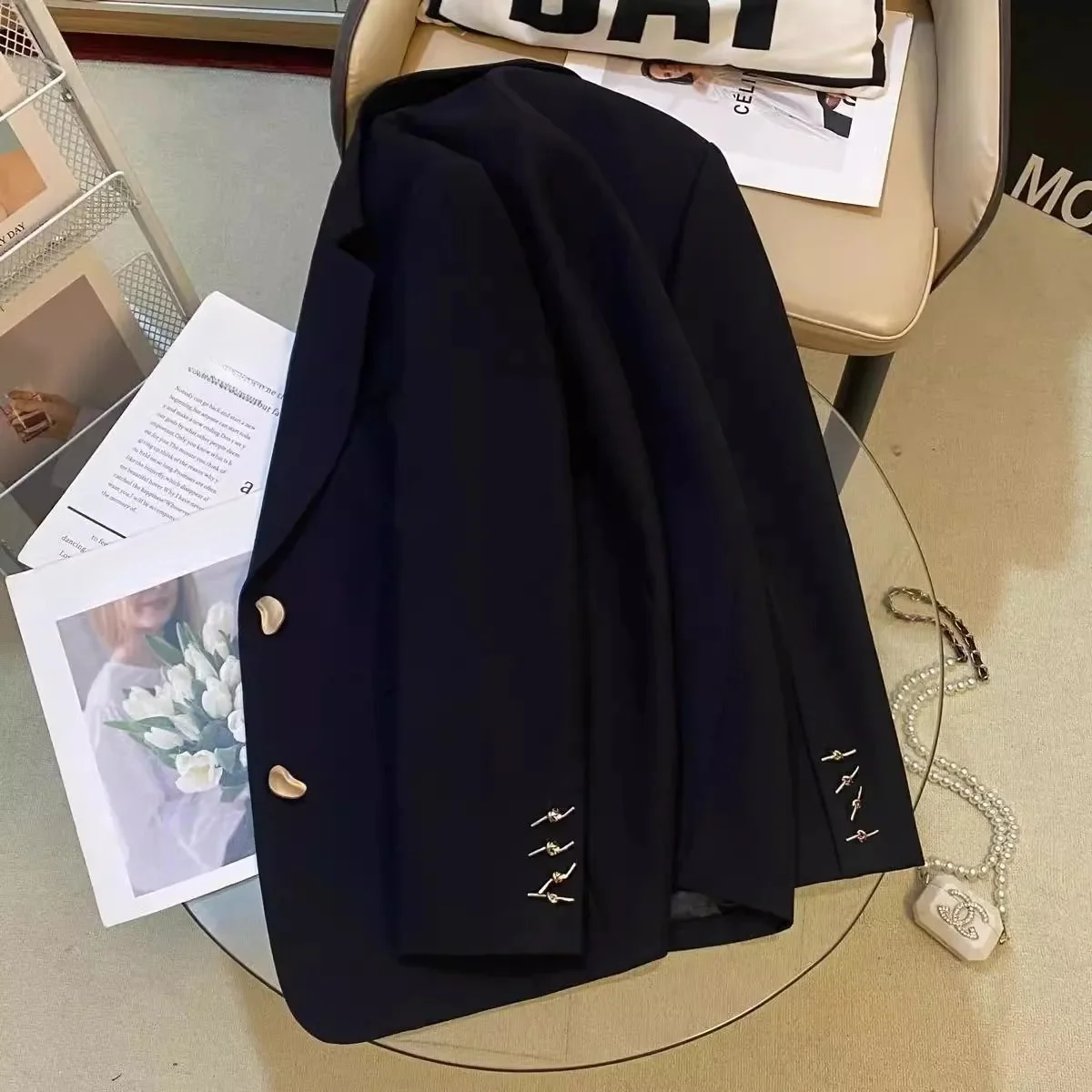 بدلة نسائية غير رسمية متعددة الاستخدامات Jaet 2025 ربيع النسخة الكورية الجديدة تصميم راقي ملابس خارجية من ألياف البوليستر #2