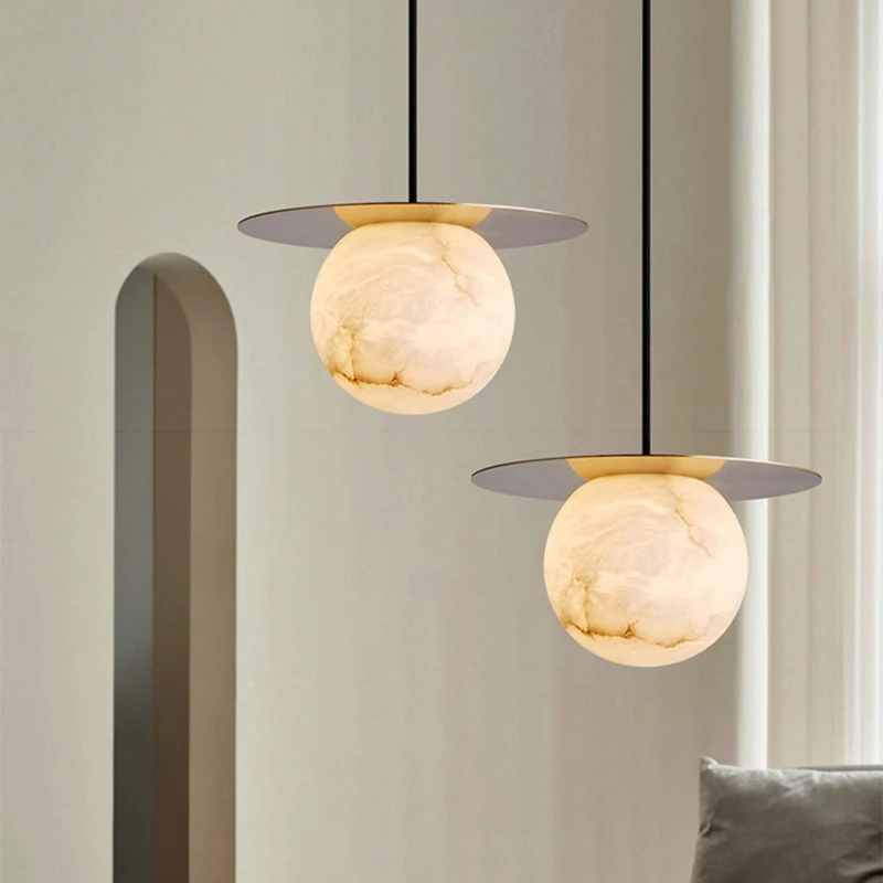 Nordic Marble Copper High-end LED Decoration Pendant Light Suspension Chandelier For Villa Bedroom Foyer Lighting Fixtures