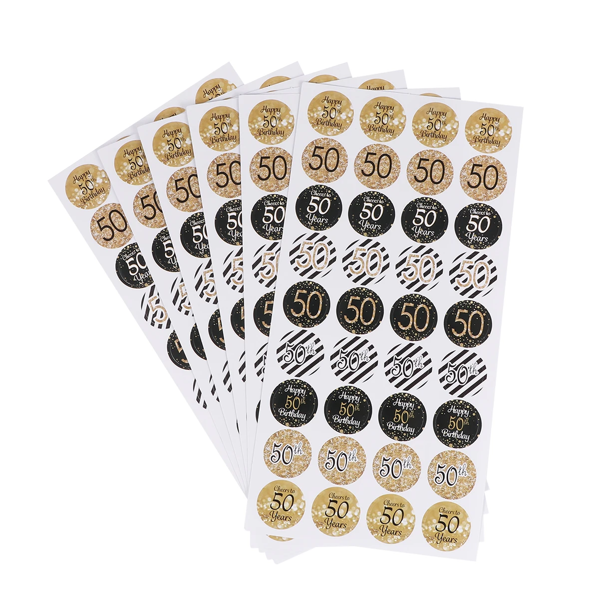 

216 Pcs 50 Year Old Labels Birthday Stickers Candy for Packaging Body 50th Favor Golden Decals
