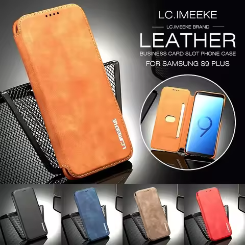 LC.imeeke Flip Leather Case for Samsung Galaxy S25 Ultra S24 Plus S23 S22 S21 FE S20 S10 Note 20 10 9 Wallet Card Cover Coque