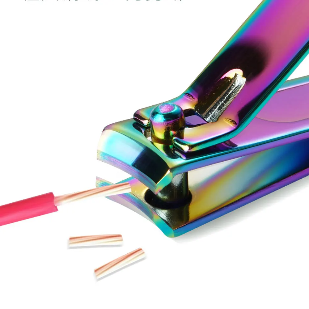 1 szt. Tęczowe obcinaczki do paznokci Tytanowe obcinaczki do paznokci Stal nierdzewna Ostre obcinaczki do paznokci u stóp Płaskie narzędzia do przycinania paznokci