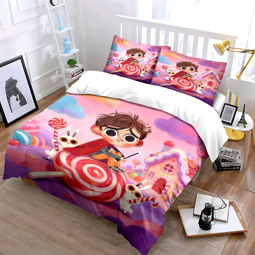 Candy Theme Kids Room Decor Soft Comfortable Duvet Cover Bedding Set Included 1*Duvet Cover & 2*Pillowcases, gift