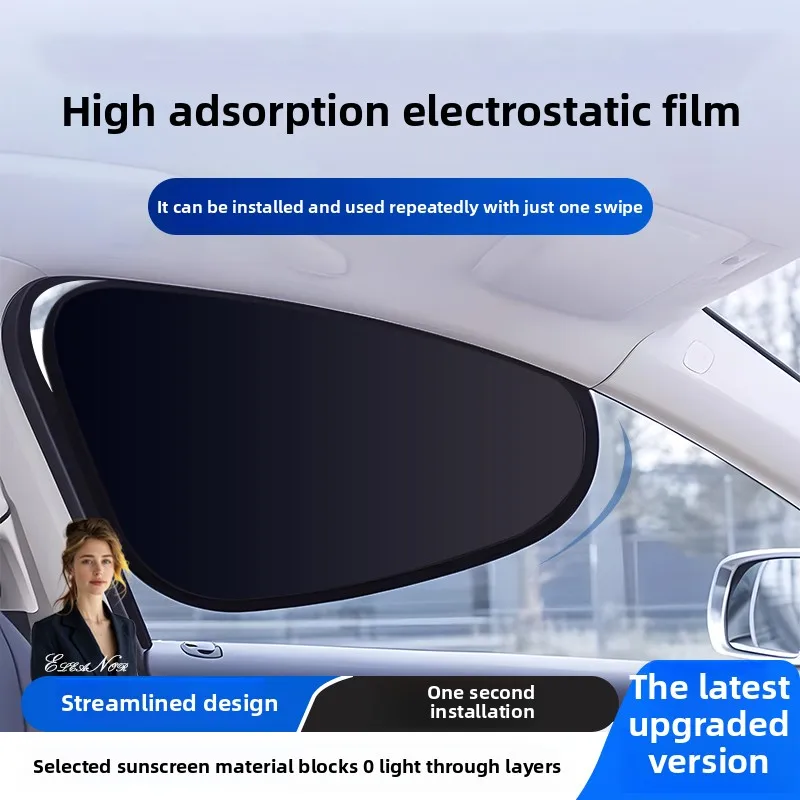 Electrostatic Sun Visor for Car Side Window 4-Layer Sun Shade Curtains Anti-Glare UV-Blocker Auto Sun Protection Cover