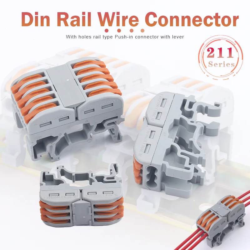 

Fast Wire Cable Connectors 3/5Pin Cut Off Type Universal Compact Conductor Quick-connect Terminal Blocks Push-in 2213 2215