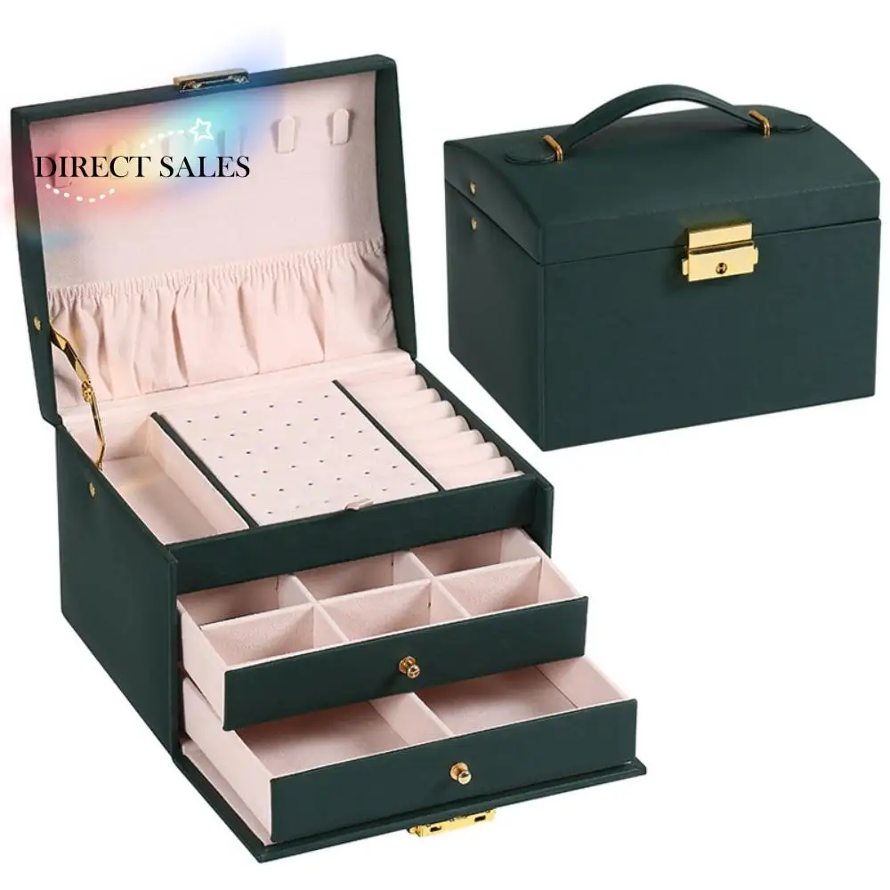

PU Leather Jewelry Packing Bag Rings Necklace Multi-layer Jewelry Storage Case Organizer Large Capacity Square Jewelry Box