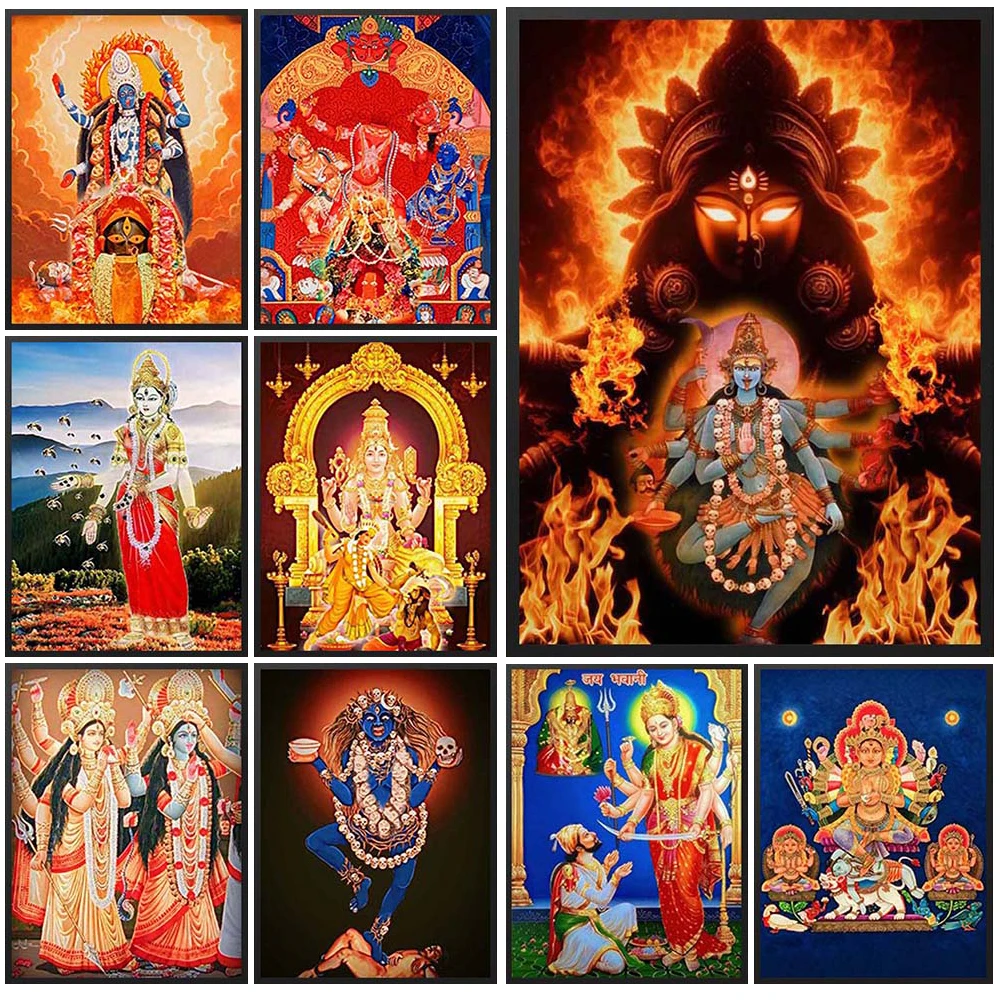 

Hinduism Goddess Kali Parvati Lakshmi Brahma Wall Pictures For Living Room Nordic Poster Wall Art Canvas Painting Unframed